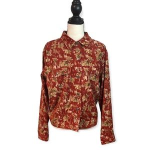 Christopher & Banks | Burnt Orange Floral Tapestry Shacket Jacket Size Large